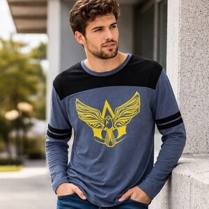 Assassin's Creed IV Black Flag XL Long Sleeve Gamer Graphic Tee Blue Black Retro